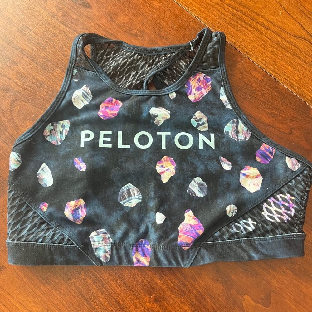 Wear it to Heart X Peloton Womens Racerback Sports Bra With Colorful Geometric P
